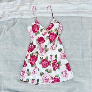 SILX by August Silk rose slip dress nightgown chemise pretty floral valentines